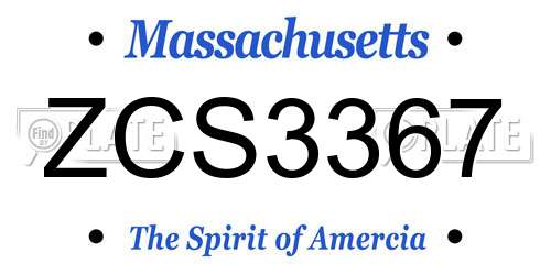 ZCS3367 Massachusetts License Plate