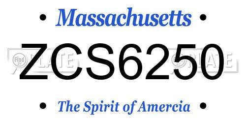 ZCS6250 Massachusetts License Plate