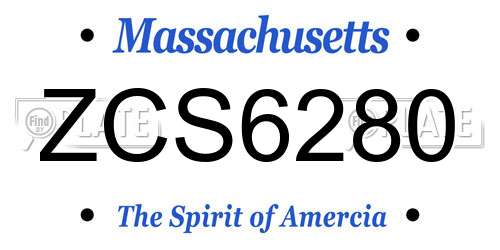 ZCS6280 Massachusetts License Plate