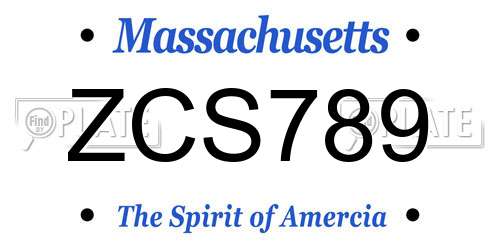 ZCS789 Massachusetts License Plate
