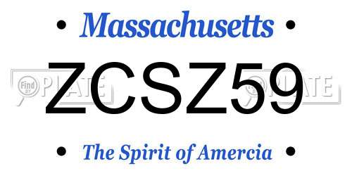 ZCSZ59 Massachusetts License Plate