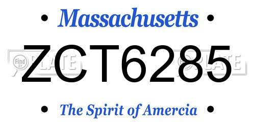 ZCT6285 Massachusetts License Plate