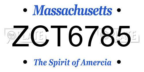 ZCT6785 Massachusetts License Plate