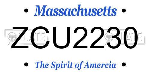 ZCU2230 Massachusetts License Plate