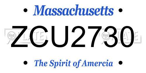 ZCU2730 Massachusetts License Plate