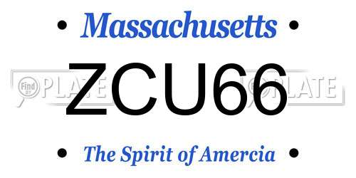 ZCU66 Massachusetts License Plate