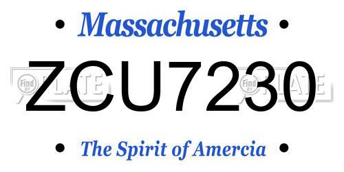 ZCU7230 Massachusetts License Plate