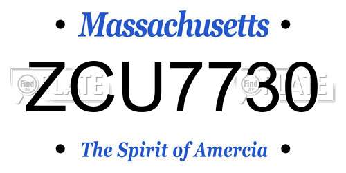 ZCU7730 Massachusetts License Plate