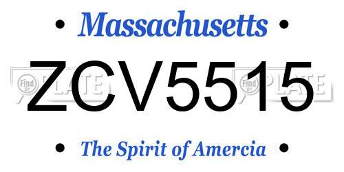 ZCV5515 Massachusetts License Plate