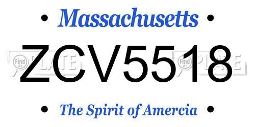 ZCV5518 Massachusetts License Plate