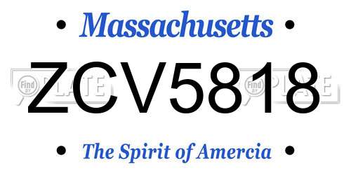 ZCV5818 Massachusetts License Plate