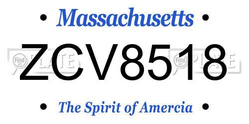 ZCV8518 Massachusetts License Plate