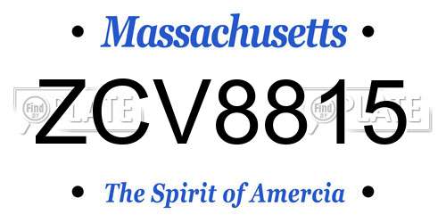 ZCV8815 Massachusetts License Plate