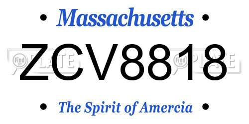 ZCV8818 Massachusetts License Plate
