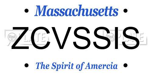 ZCVSSIS Massachusetts License Plate