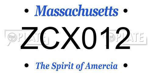 ZCX012 Massachusetts License Plate