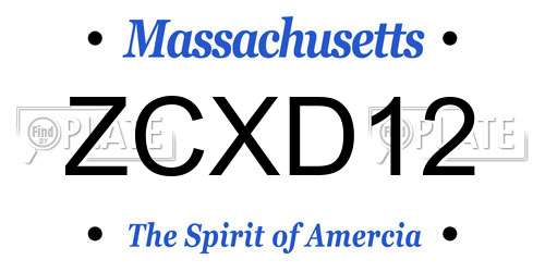 ZCXD12 Massachusetts License Plate
