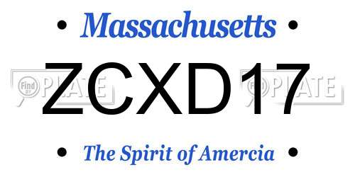 ZCXD17 Massachusetts License Plate