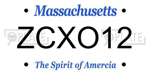 ZCXO12 Massachusetts License Plate