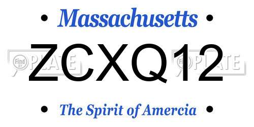 ZCXQ12 Massachusetts License Plate