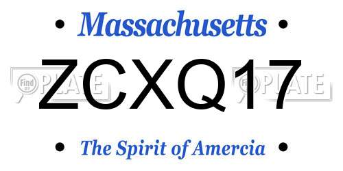ZCXQ17 Massachusetts License Plate