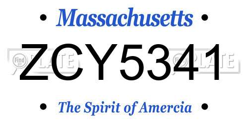 ZCY5341 Massachusetts License Plate