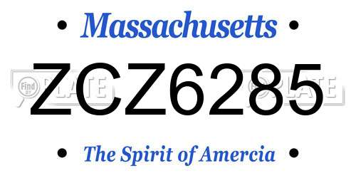 ZCZ6285 Massachusetts License Plate