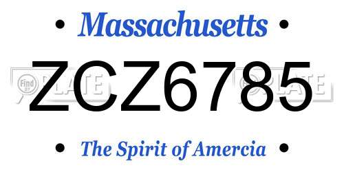 ZCZ6785 Massachusetts License Plate