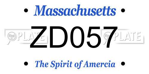 ZD057 Massachusetts License Plate