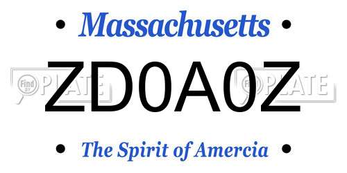 ZD0A0Z Massachusetts License Plate