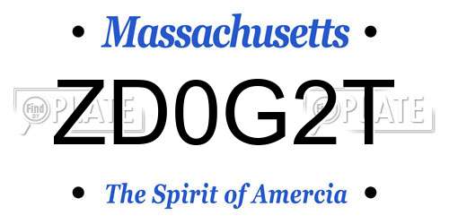 ZD0G2T Massachusetts License Plate