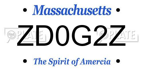ZD0G2Z Massachusetts License Plate