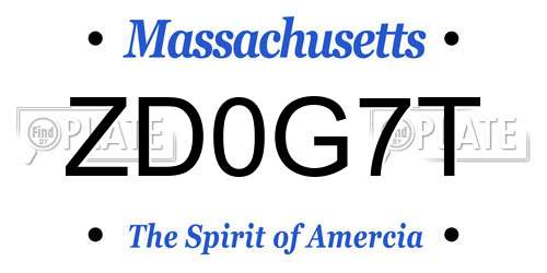 ZD0G7T Massachusetts License Plate
