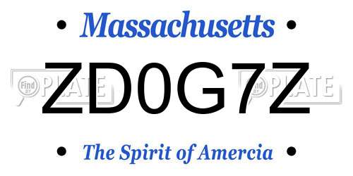 ZD0G7Z Massachusetts License Plate
