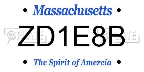 ZD1E8B Massachusetts License Plate