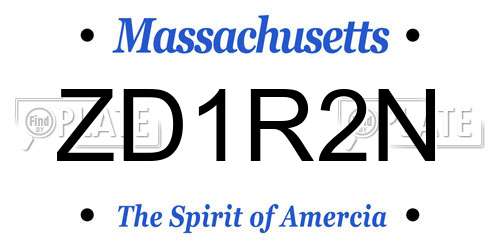 ZD1R2N Massachusetts License Plate