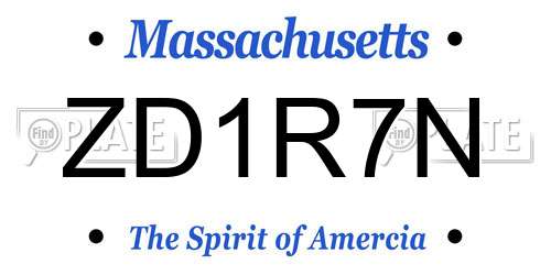 ZD1R7N Massachusetts License Plate