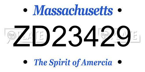ZD23429 Massachusetts License Plate