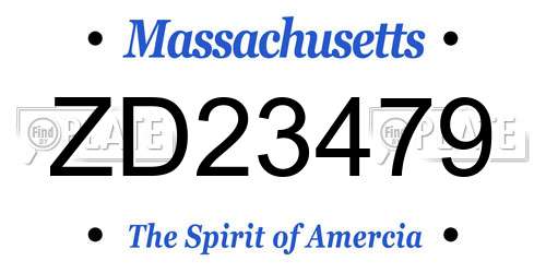 ZD23479 Massachusetts License Plate