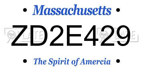 ZD2E429 Massachusetts License Plate