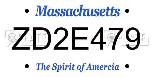 ZD2E479 Massachusetts License Plate