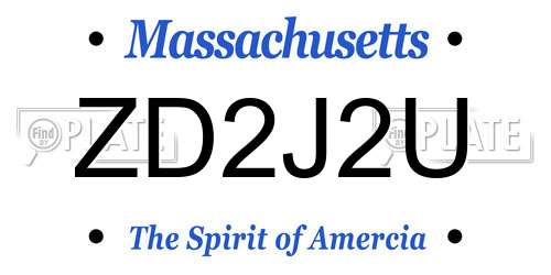ZD2J2U Massachusetts License Plate