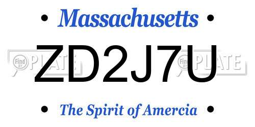 ZD2J7U Massachusetts License Plate