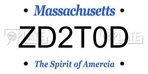 ZD2T0D Massachusetts License Plate