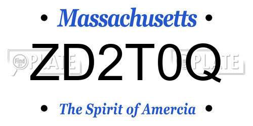 ZD2T0Q Massachusetts License Plate