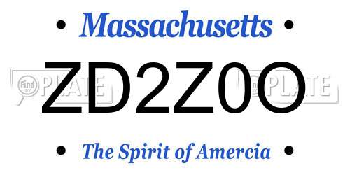 ZD2Z0O Massachusetts License Plate