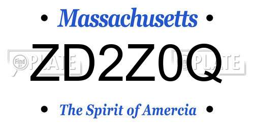 ZD2Z0Q Massachusetts License Plate