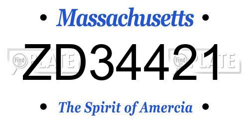 ZD34421 Massachusetts License Plate
