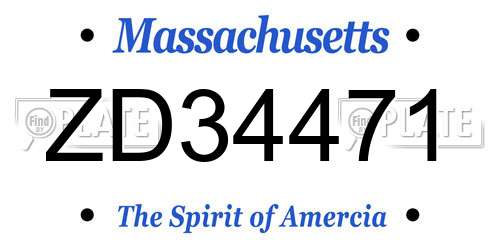 ZD34471 Massachusetts License Plate