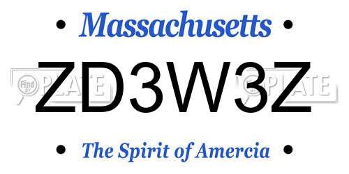 ZD3W3Z Massachusetts License Plate